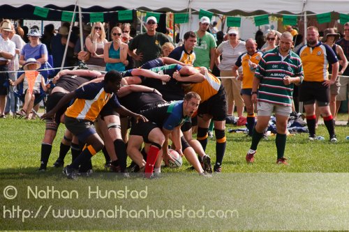 Rugby players at Irish Fest